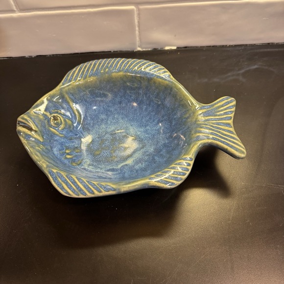 Other - Blue Green‎ Ceramic Fish Shaped Serving Bowl 9.5 in. x 7 in. x 2.5 in. Signed
